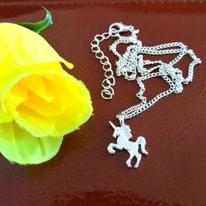 Unicorn Kid's Necklace. Silver tone. New